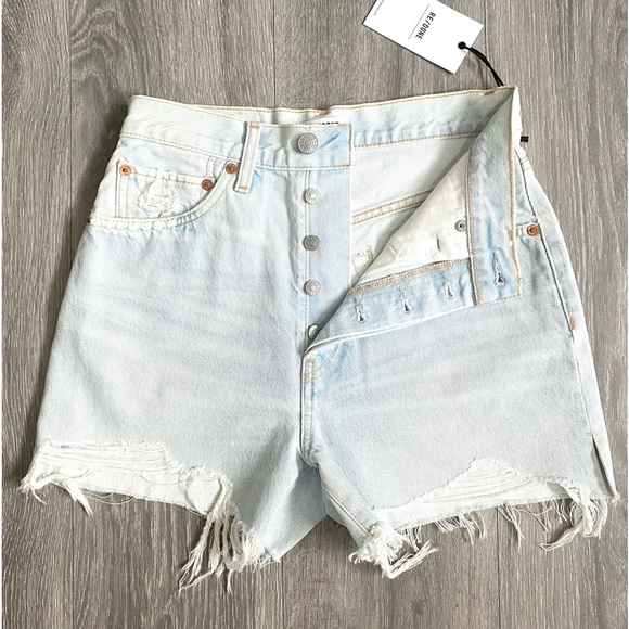 🌻NWT RE/DONE 50s CUT OFF SHORTS LIGHT RAF! SIZE 26 or 4 DISTRESSED LIGHT WASH🌻 - Picture 11 of 11